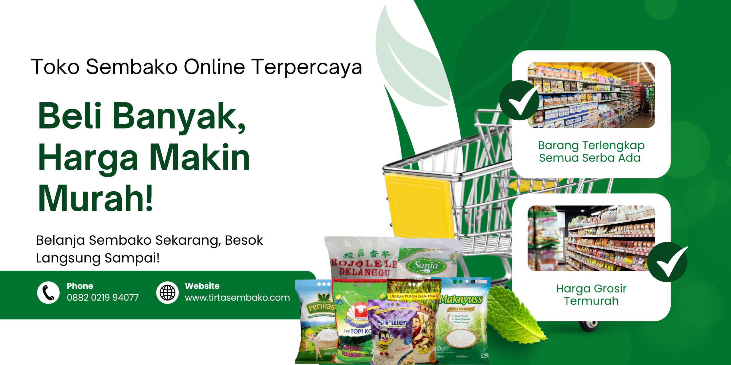 Green and White Modern Grocery Market Banner Landscape