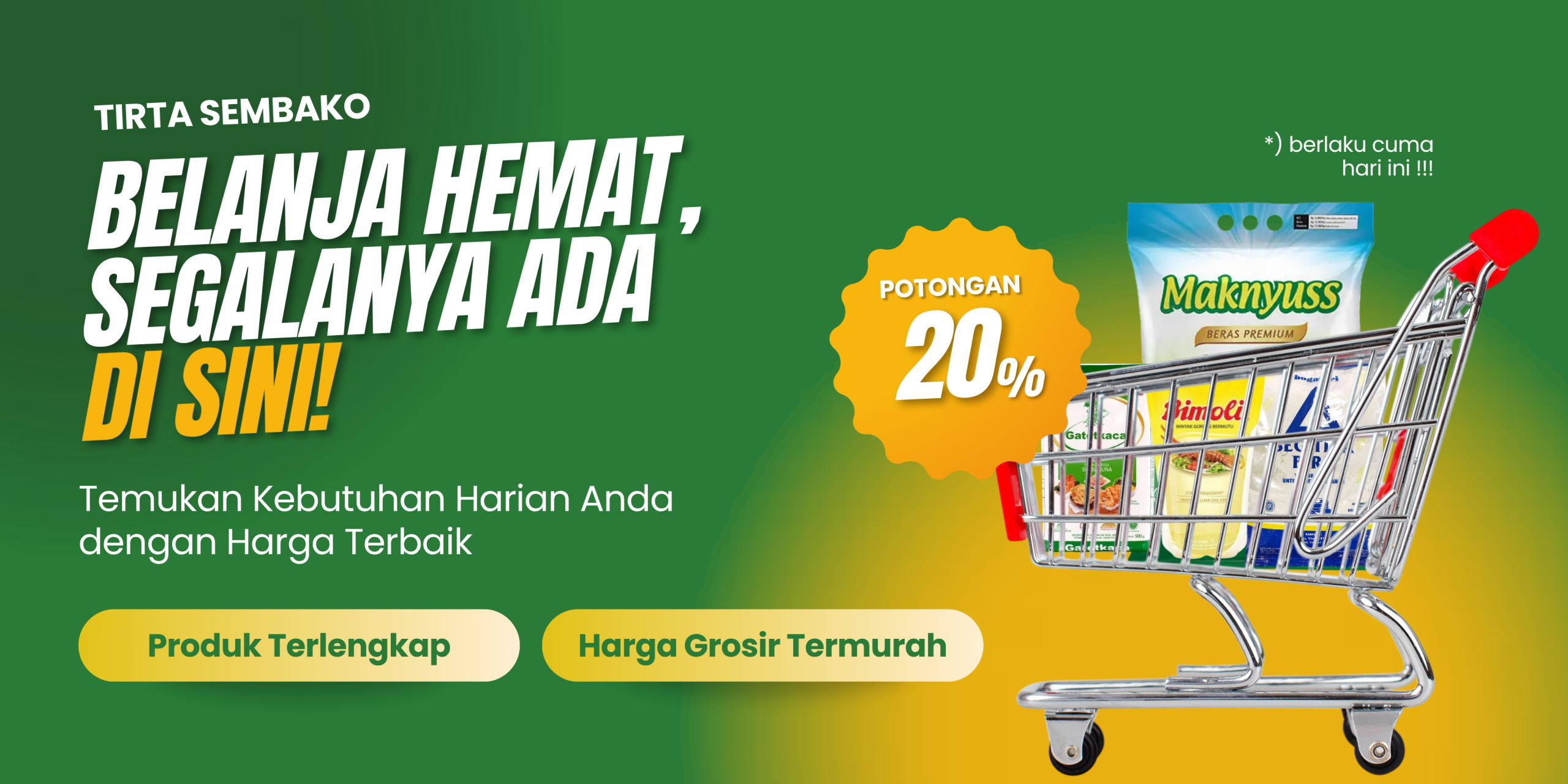 Hijau Modern Belanja Hemat Banner