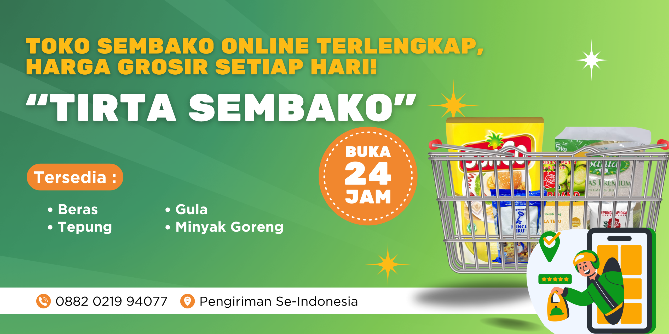 Hijau Putih Modern Toko Serba Ada Spanduk